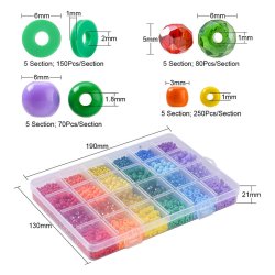 Perlenset mit verschiedenen Seed beads, Acrylperlen, Heishi Fimo-Perlen Schachtel: 19x13x2 cm