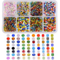 Seed beads, Gr&ouml;&szlig;e #12, viele gemischte Farben und Typen in Box, 2 mm, ca. 11500 Perlen