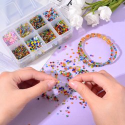 Seed beads, Gr&ouml;&szlig;e #12, viele gemischte Farben und Typen in Box, 2 mm, ca. 11500 Perlen