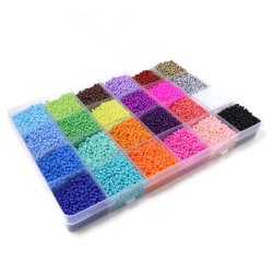 Seed Bead-Schmuckset mit Zubehr, 2 mm, #11, 24 Farben, ca. 10.000 Perlen, 1 Stck