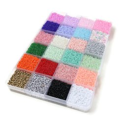 Seed Bead-Schmuckset mit Zubehr, 2 mm, #11, 24 Pastel-Farben, ca. 10.000 Perlen