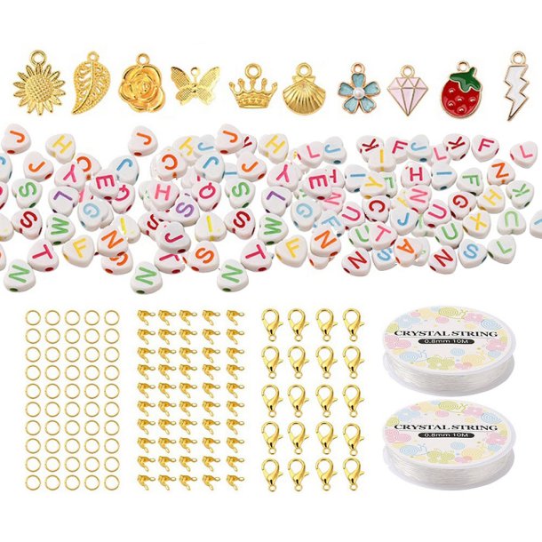 Schmuckset Zubeh&ouml;r mit Schl&ouml;ssern, Verschl&uuml;ssen, Anh&auml;ngern, Gummib&auml;ndern etc. ca. 350 Teile
