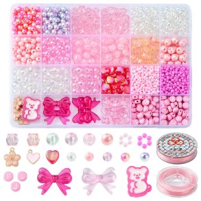 DIY Jewelry kit for children, elastic cord and acrylic beads etc. in a box,  1pc