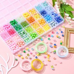 DIY Jewelry kit for children, elastic cord and acrylic beads etc. in a