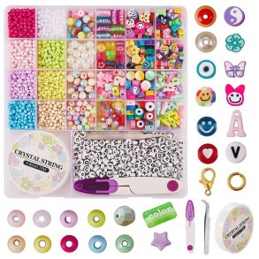 1200 Pieces Hair Beads Pony Beads for Girls Toddlers Braids Acrylic Rainbow  Large Hole Letter Beads Kit with 1000 Elastic Rubber Bands and 5 Pieces