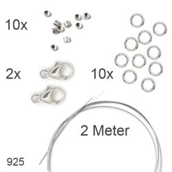 Set zur Herstellung von 2 leichten Halsketten oder Armb�ndern, vergoldetem silber.