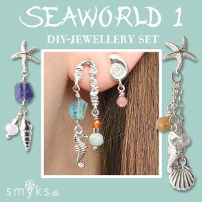 Jewellery set, SeaWorld 1, 925 silver, 3-pair DIY earrings with sea animals.
