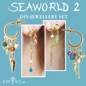 Jewellery set, SeaWorld 2, gold-plated 925 silver, 3-pair DIY earrings with sea animals.