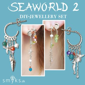 Jewellery set, SeaWorld 2, 925 silver, 3-pair DIY earrings with sea animals.