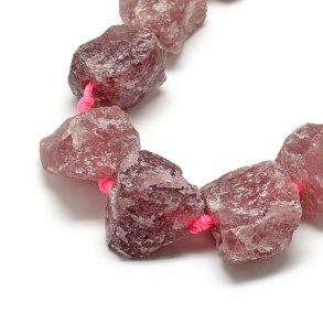 Strawberry quartz, raw nugget bead, dark red, appx. 25x25mm, 4 pcs