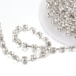 Strassband, versilbert, 3 mm, 50 cm.