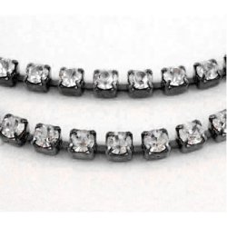 Strassband, schwarz, 2 mm, 50 cm. Beim Kauf von mehreren Einheiten liefern wir immer am St&uuml;ck.