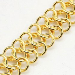 3-reihige Kette, vergoldetes Messing, 12x5x1 mm, 50 cm