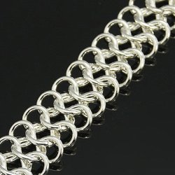 3-reihige Kette, versilbertes Messing, 12x5x1 mm, 50 cm