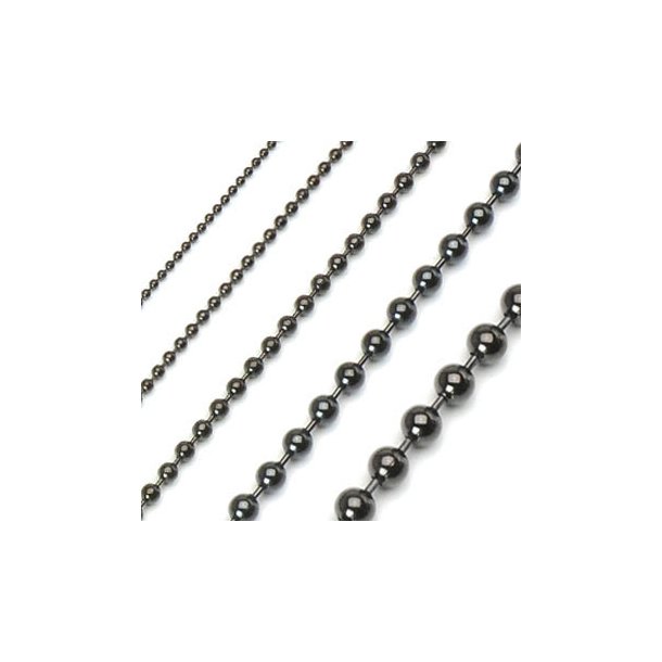 Ball chain, black/dark metal, 1,5mm, 1m. Ball chain connector are included all ball chains
