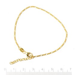 Armband, Figaro Panzer mit facetten, vergoldetes Silber, Draht 0,4 mm, verstellbar 18-21 cm