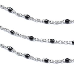 Ankerkette, Stahl, flacher Draht mit schwarzer Emaille, 2x1,5, 50 cm