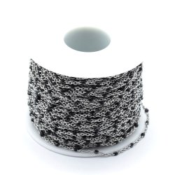 Ankerkette, Stahl, flacher Draht mit schwarzer Emaille, 2x1,5, 50 cm