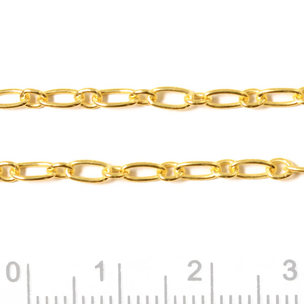 Figaro Ankerkette, groß-klein-groß Gelenk, vergoldetes Silber, 0,6 mm, 50 cm