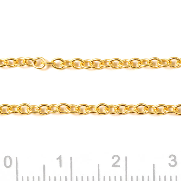 Ankerkette AR50, stark vergoldetes Messing, Doublé, Draht 0,5 mm Gelenk Breite 2,4 mm, 50 cm
