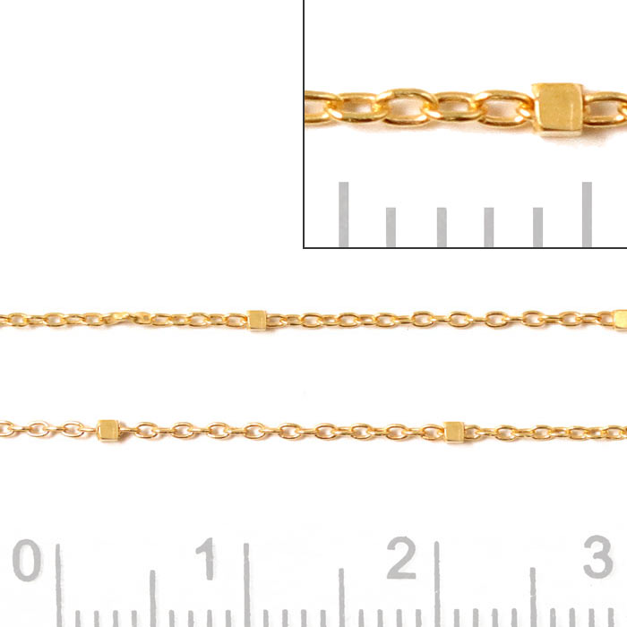 Fin Ankerkæde Med Kuber, Ar25 Saturn, Forgyldt Sølv, Ledstørrelse 0,25x0,8x1,2 mm, 50 Cm. til Smykkefremstilling