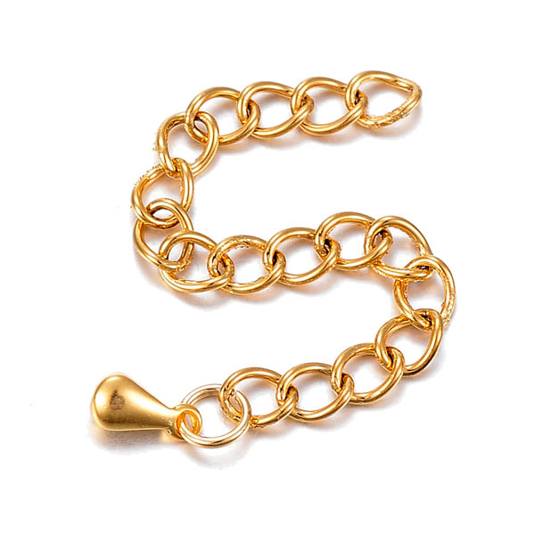 Kettenverlängerer für Schmuck, extra dauerhafte dunkler Vergoldung auf Stahl, ca. 5 cm, 2 Stk