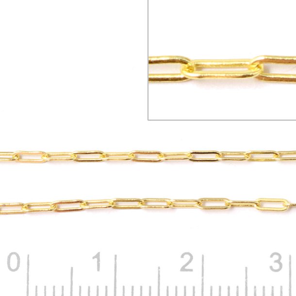 Figaro cable chain, long links, gold plated silver, 0.3mm, 50cm.