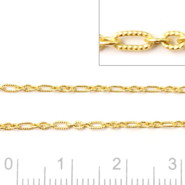 Figaro cable chain, diamond cut, gold plated silver, 0.4mm, 50cm.