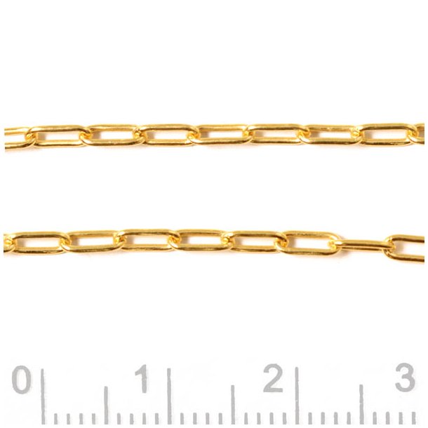 Figaro cable chain, long links, gold plated silver, 0.6mm, 50cm.