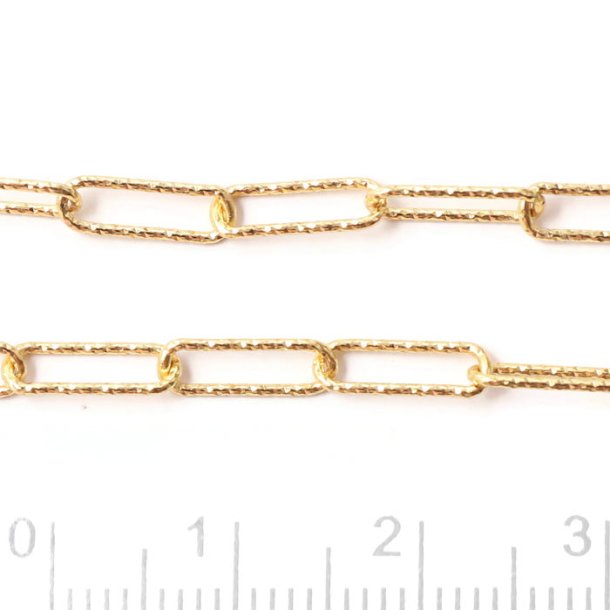 Paper-clip Schmuckkette mit Glitzer, vergoldetes Silber, 10,6x3,5 mm, preis per 20 cm