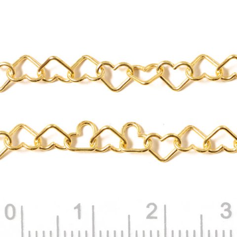 Stor hjertekde, forgyldt slv, ledstrrelse 5,6x4,4x0,6 mm, 50 cm