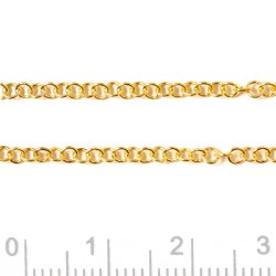 Kleine &Ouml;senkette, Draht 0,4 mm, Kettengliedbreite 2,2 mm, vergoldetes Silber, 20 cm.