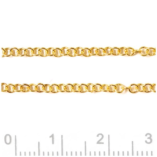 Kleine senkette, Draht 0,4 mm, Kettengliedbreite 2,2 mm, vergoldetes Silber, 20 cm.