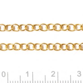 Ösenkette, Ösendurchmesser 3,4 mm, Draht 0,6 mm, vergoldetes Silber, 20 cm