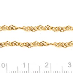 Kleine Herzkette, vergoldetes Silber, Ma&szlig;e der Kettenglieder 2,5x4x0,4mm, 50 cm
