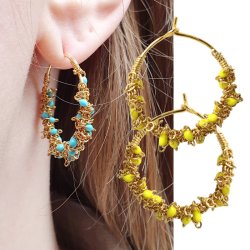 Ankerkette, vergoldeter Stahl, flacher Draht mit gelber Emaille, 2x1,5, 50 cm