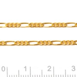 Figaro chain with facets, durable gold filled, brass, 0,60mm, 50cm.