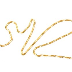 Figarokette, Panzerkette, mit Facetten, vergoldetes silber, 0,4 mm, 50 cm