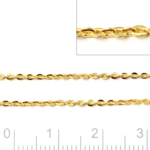 Ankerk�de, AR35 facet, t�t, forgyldt s�lv, flad tr�d 0,7x0,25 mm, 50 cm