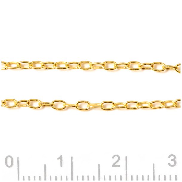 Cable chain, AR40, durable gold filled brass, thread 0,4mm, width 2.2mm, 50cm