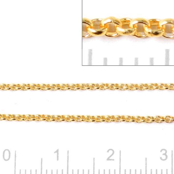 Pea chain, gold-plated silver, link size outer diameter 1.5 mm, 50 cm.