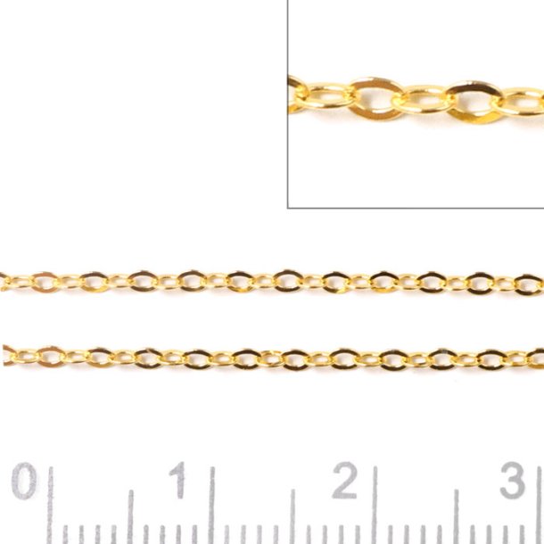 Cable chain, AR30 facet, gold-plated silver, flat wire 0.3x0.2mm, width 1.5mm, 50cm