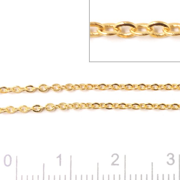 Gold Plated Brass Beaded Chains, 1.5mm Chain With 3mm Faceted