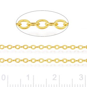 Cable chain, AR35 facet, gold-plated brass, flat wire 0.5x0.3mm, 1 m