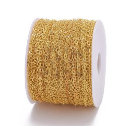 Cable chain, AR35 facet, spool, gold-plated brass, flat wire 0.5x0.3mm, 25 m