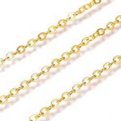 Cable chain, AR35 facet, spool, gold-plated brass, flat wire 0.5x0.3mm, 25 m