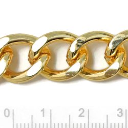 Ankerkette, stark, mit verdrehtem Gelenk, vergoldetes Aluminium, 16x11,5 mm, 50 cm