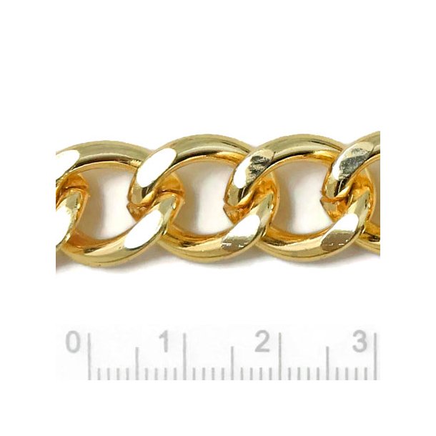 Cable chain, strong, with twisted joints, golden aluminium, 16x11,5mm, 50cm