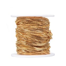 Ankerk�de, snoet og facetteret, IP-forgyldt rustfrit st�l, 3,5x2,5x0,6 mm, 1 m