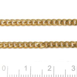 Ankerkette, stark, verdrehtes facettierte Gelenk, vergoldeter Stahl, 4x3x0,8 mm, 1 m